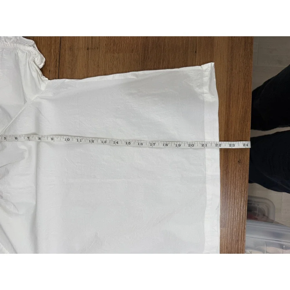 Hill House Home The Kit Top Size XS White Excellent Ruffle Neck Puff Sleeve